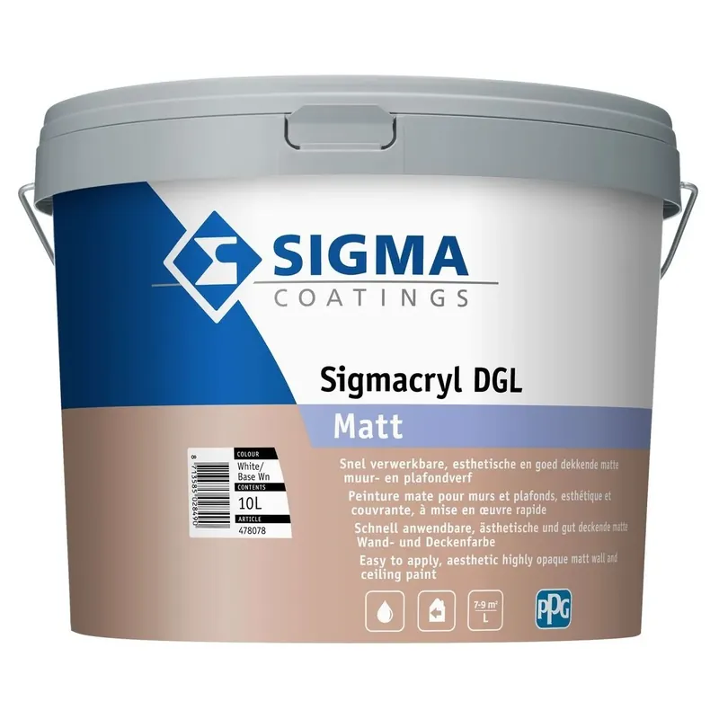 Sigmacryl DGL mat wit/basis 10 liter